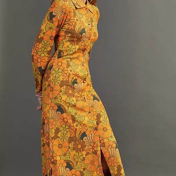 NWOT Urban Outfitters Damson Madder Dolly Psychedelic Maxi Dress Sz 2 / 4 Z81-4 - Picture 9 of 11